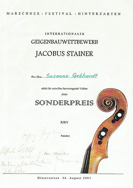 Internationaler  Geigenbauwettbewerb Jacobus Steiner 2001